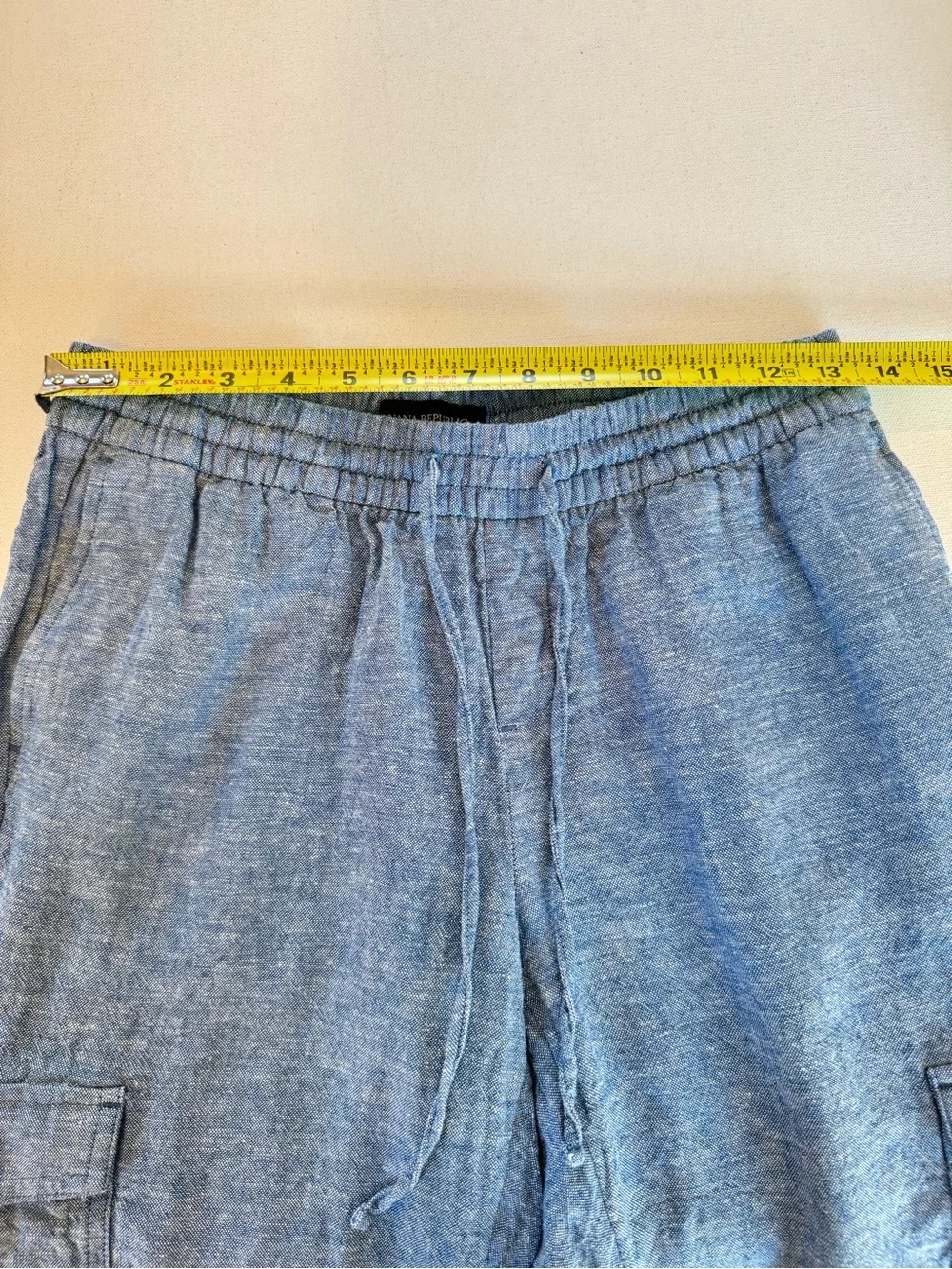 Banana Republic Women’s Cropped Linen Jogger Pants Size XS Blue Chambray Cargo